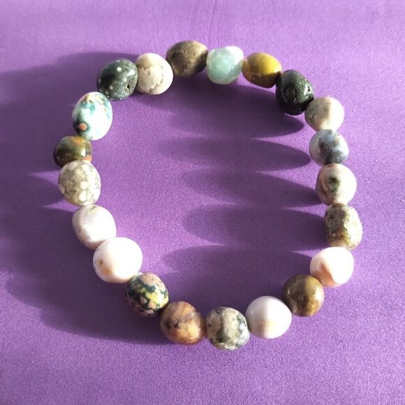 🍁2/30🍁Cute Handmade Elastic River Stones Bracelet Unisex Hand cradted Bracelet - Picture 4 of 15